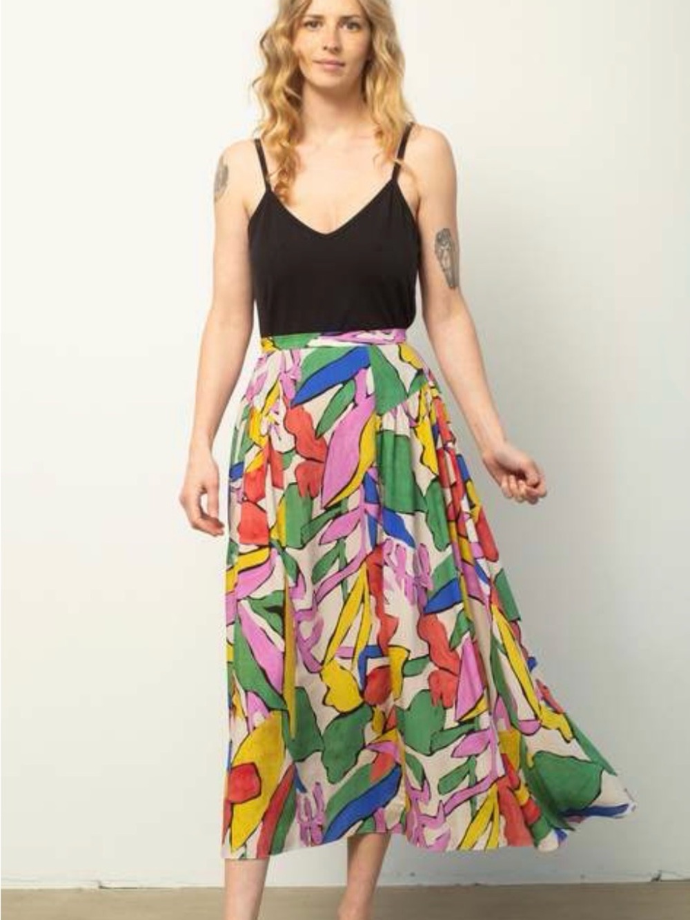Untitled in Motion Briez Rainbow Midi Skirt